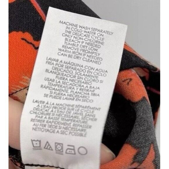 CAbi Flanders Poppy Blouse Black Red‎ Short Sleeve Split Back #3251 Size M, Flaw - Picture 9 of 12